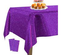 PartyWoo Mantel de Aluminio Púrpura, 2 Piezas Mantel Iridiscente con Lunares, 137 x 274 cm/ 54 x 108 Pulgadas Mantel Rectangular Lavable para Mesa de 6 a 8 pies, Mantel para Cumpleaños, Boda