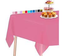 PartyWoo Mantel de Color Rosa Intenso, Mantel Rectangular de 54 x 108 Pulgadas, Mantel para Mesa de 6 a 8 pies, Mantel Impermeable para Fiestas, Bodas (Paquete de 1)