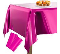 PartyWoo Mantel de Papel de Aluminio Magenta, Paquete de 2 manteles rectangulares de 54 x 108 Pulgadas, Mantel de Papel de Aluminio para Mesa de 6 a 8 pies, Mantel para cumpleaños