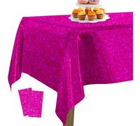 PartyWoo Mantel Magenta, 2 Piezas Mantel Iridiscente con Lunares, 137 x 274 cm/ 54 x 108 Pulgadas Mantel Rectangular Lavable para Mesa de 6 a 8 Pies, Mantel para Cumpleaños, Boda