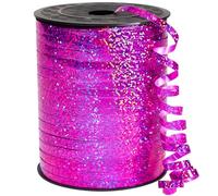 PartyWoo Rosa intenso, 1/5 pulgadas x 500 yardas, rizado iridiscente, envoltura de regalo metálico brillante, cinta para cuerdas de globos, pelo, flores de floristería (1 rollo)