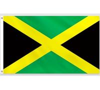 PartyYaa Bandera de Jamaica, 150 x 90 cm, bandera de Jamaica, impresión a una cara con 2 ojales de latón, resistente al agua, bandera jamaicana para el Día de la Cultura, Copa del Mundo