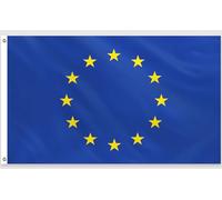 PartyYaa Bandera de la UE, 150 x 90 cm, bandera de la Unión Europea, impresión a una cara con 2 ojales de latón, resistente al agua, bandera de Europa para fiesta nacional, EM, Copa del Mundo, calles