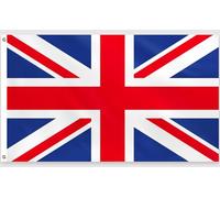 PartyYaa Bandera de Reino Unido, 150 x 90 cm, impresión a una cara con 2 ojales de latón, resistente al agua, bandera del Reino Unido para el Día de los VE, Copa del Mundo, EM, calles