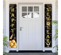 PartyYaa Banner de Nochevieja, decoración de año nuevo 2026 "Frohes Neues Jahr" para fiesta de Nochevieja, tela, 180 x 30 cm, para interior y exterior