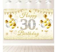 PartyYaa Decoración de Telón de Fondo para Cumpleaños 30, Cartel de Fondo Feliz Cumpleaños 30, Cartel de Decoración de Fiesta Extra Grande para Hombres y Mujeres