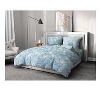 Parure de couette HOME LINGE PASSION Tempete Florale - 3 Pcs - 220 x 240 - 100% Coton 57 Fils - Bleu