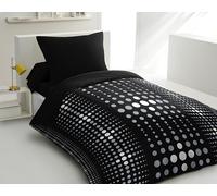 Parure de couette microfibre Steevy - 1 housse de couette 140x200 cm + 1 taie 63x63 cm - Noir - HOME LINGE PASSION