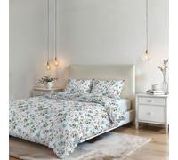 Parure de Funda Nórdica NO STIRO Karma - Fabricado en Italia - Juego de Funda Nórdica - Cama de Matrimonio, Microfibra - Funda 250x200 cm + Solapa y 2 Fundas de Almohada 50x80 cm - Ramage