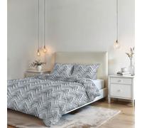 Parure de Funda Nórdica NO STIRO Karma - Fabricado en Italia - Juego de Funda Nórdica - Cama de Matrimonio, Microfibra - Funda 250x200 cm + Solapa y 2 Fundas de Almohada 50x80 cm - Geo