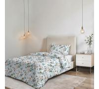 Parure de Funda Nórdica NO STIRO Karma - Fabricado en Italia - Juego de Funda Nórdica - Cama de Plaza y Media, Microfibra - Funda 200x200 cm + Solapa y Funda de Almohada 50x80 cm - Ramage