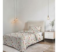 Parure de Funda Nórdica NO STIRO Karma - Fabricado en Italia - Juego de Funda Nórdica - Cama Individual, Microfibra - Funda 150x200 cm + Solapa y Funda de Almohada 50x80 cm - Printemps