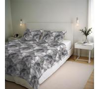 Parure de Funda nórdica River - Producto en Italia - Juego de Funda nórdica de Matrimonio - Funda 250x200 cm + Solapa y 2 Fundas de Almohada 50x80 cm - Algodón 80%, Fibras Mixtas 20% - Sepik Grey