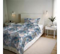 Parure de Funda nórdica River - Producto en Italia - Juego de Funda nórdica Individual - Funda 150x200 cm + Solapa y Funda de Almohada 50x80 cm - Algodón 80%, Fibras Mixtas 20% - Sepik Blue