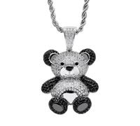 PARWANA Collar Colgante Cadena Hombre Mujer Joyas Necklace Collar Con Colgante De Oso Para Hombres Y Mujeres, Joyería Punk Hip Hop De Plata