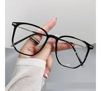 PARWANA Gafas de Lectura HD, antifatiga Ocular, Grandes lectores de computadora, Bloqueo de luz Azul, Gafas de Espejo de luz Plana (Color : Black-Silver, Size : +350)