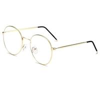 PARWANA Retro Round Reading Glasses Eyewear Anti Eyestrain Computer Readers Anti Blue Light Flat Light Mirror for Women/Men (Color : Golden, Size : +300)