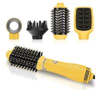 PARWIN PRO BEAUTY 4 en 1 Set de Peinado con 4 Accesorios, Cepillo Alisador, Moldeador, Volumen, Cuidado de Iones, 1000W (amarillo) Set de Secador de Pelo