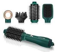 PARWIN PRO BEAUTY 4 en 1 Set de Peinado con 4 Accesorios, Cepillo Alisador, Moldeador, Volumen, Cuidado de Iones, 1000W (más verde) Set de Secador de Pelo