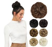 PARXITN Coletero con banda elástica rizada para coleta Messy Bun, extensión de pelo como goma de pelo con pelo para peinados altos para mujer, 45 g, color marrón ocre