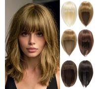 PARXITN Hair Topper für Frauen Synthetische Haareile 30cm Hair Toupet mit Pony gerade Wiglets Haareile für dünnes Haar Dunkelblonde mix Bleichblond