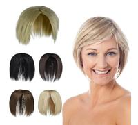 PARXITN Topper de pelo para mujeres sin flequillo 3 clips en piezas de cabello cabello sintético Toupet Wiglets pieza de cabello para cabello más fino Rubio oscuro mezclado con rubio decolorado