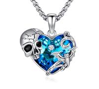 PARYFO Collar con colgante gótico de plata de ley con cristal de calavera/muñeca/serpiente/serpiente/pentagrama/costilla/memento mori colgante gótico, joyas regalos para unisex, con cadena de acero