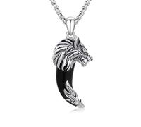 PARYFO Collar de lobo de plata de ley 925 con fases de la luna vikinga, colgante de lobo con foto de lobo para cenizas, lobo nórdico, joyas regalos para hombres y mujeres, con cadena de acero