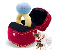 Paryou Caja de anillo de peluche para el día de San Valentín, para perro, boda, compromiso, caja de anillo de amor, diamante, juguete divertido de gran tamaño