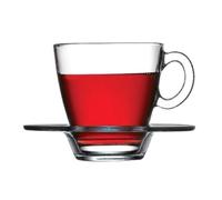 Pasabahce 95040-6 Tazas de café con platillo Aqua, para té, café y Capuchino, para 6 Personas