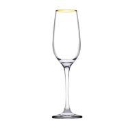 Pasabahce Amber - Juego de 6 copas de flauta de cristal transparente con borde dorado, 25,5 cl