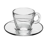 Pasabahce Aqua Servicio Tazas Café con Plato, Vidrio, Transparente, 6 Piezas
