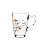 Pasabahce Cherie Tazzoni Juego de 2 Tazas Cristal, 32 cl, Transparente con Animales