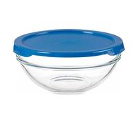 Pasabahce Fiambrera Redonda con Tapa Chefs Azul Plástico Vidrio (595 ml) (14 x 6,3 x 14 cm)