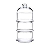 PASABAHCE- Patisserie Basic Set 3 recipientes apilables con cúpula, vidrio, transparente, 12x26 cm