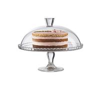 Pasabahce Plato de servicio con pies y cúpula, elegante plato para servir con tapa y soporte, soporte para tartas para fiestas de cumpleaños, platos de pasteles y pasteles, plato de postre
