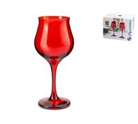 Pasabahce Set Ondulado 6 Copas De Vino Tinto, En Vidrio Rojo, Cl 37