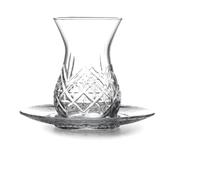Pasabahçe Timeless Juego de té de 12 piezas para 6 personas, volumen 132 ml, vasos turco con platillo, cay Bardagi Seti