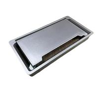 Pasacables de Escritorio ABS, Rectangular 225 x 116 mm, for Mesa Ordenador, Protector y Organizador enchufes Muebles (1 Unidad)(Silver)