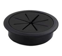 Pasacables de plástico for Escritorio, Tapa Redonda for Cable con Juntas Puerto for Mesa Ordenador (2 Unidades)(Black,80mm)