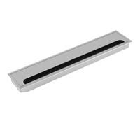 Pasacables Rectangular for Escritorio, de aleación Aluminio, con Cepillo, Herramienta gestión Cables Elegante y Duradera (1 Unidad)(Silver,80 * 400mm)