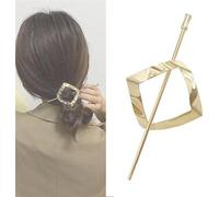 Pasador de aro y alfiler, pasador de aro y alfiler, clip de metal para editar el cabello, clip de aro de metal ovalado dorado geométrico vintage para mujer, accesorios para mujer (dorado-C)