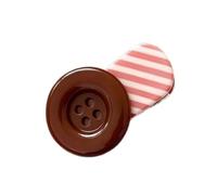 Pasador de botón estiloso con respaldo de rayas retro, Coffee | Pinza para cabello llamativa para adolescentes y, juego de 1 pieza