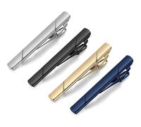 Pasador De Corbata Gemelos de Clip de corbata de Metal brillante for hombre, accesorios de ropa, Pin de negocios de boda, traje, Clip de corbata Regular, 4 Uds.(Striped)