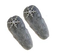 Pasador de felpa con diseño de copo de nieve, agarre seguro para un estilo diario cómodo, 2 pinzas para el pelo de copo de