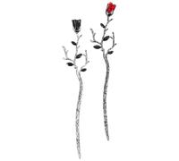 Pasador de Moño de Aleación Flor Rosa, 2 Piezas Retro | Palitos para Cabello, Acabado Liso, Fácil de Deslizar, Accesorio Estiloso para Mujer