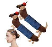 Pasador de para perro salchicha, pasador de para perro salchicha, Juego de 2 pasadores para de perro, Precioso clip de flequillo lateral, adorable clip de garra de perro elegante de 10 cm para mujeres