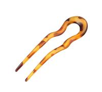 Pasador de pelo de acetato dulce en forma de U, diseño de moño con forma de bollo, horquilla de cabeza de albóndiga para mujer y niña (marrón amarillo)