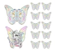Pasador de pelo de mariposa, pinza para el pelo de mariposa, 12 horquillas para el pelo de mariposa, plateadas, blancas, lindas, coloridas, transparentes, para niñas, bodas, trabajo, viajes