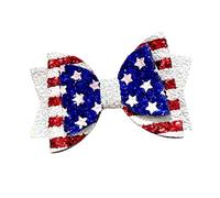 Pasador de pelo de pico de pato para niñas, clip de tela patriótico con purpurina con diseño de rayas de estrellas rojas, blancas y azules, pinza patriótica para el pelo, accesorio de tela con